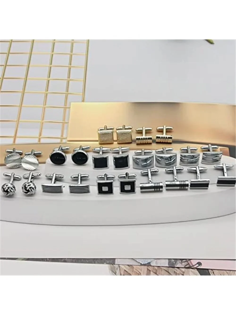 12 Pairs Men's Classic Tone Cufflinks